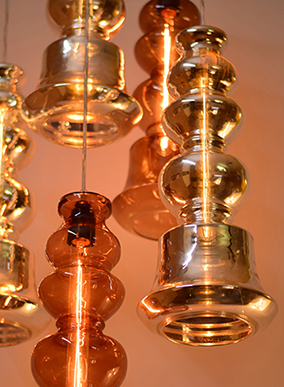 Ilke Lamp in Gold Antique & Amber Blown Glass by Sahil & Sarthak 1